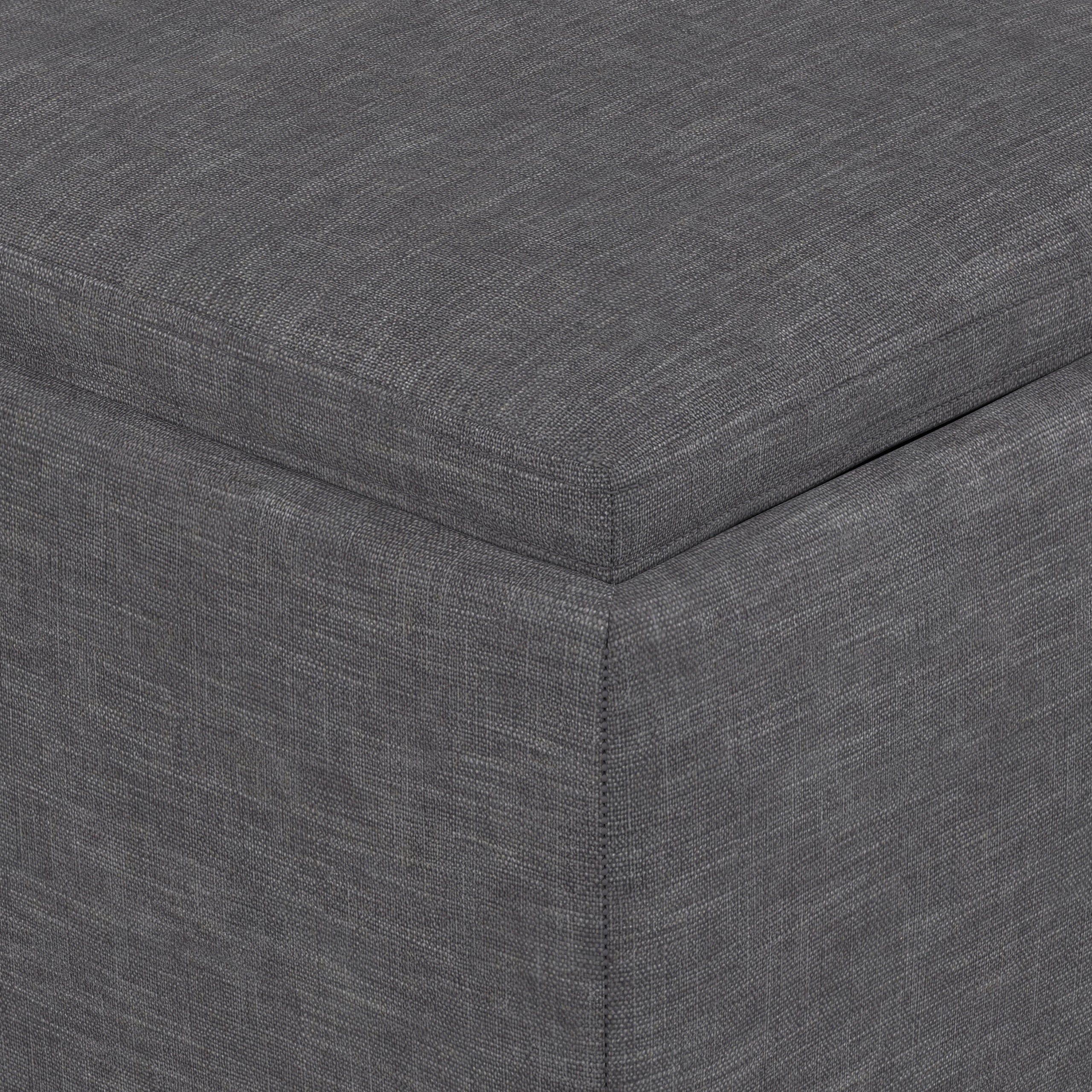 Slate Grey Linen Style Fabric| Natasha Storage Ottoman with Tray in Linen