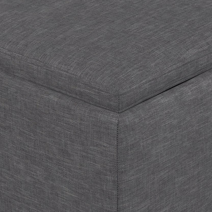 Slate Grey Linen Style Fabric| Natasha Storage Ottoman with Tray in Linen