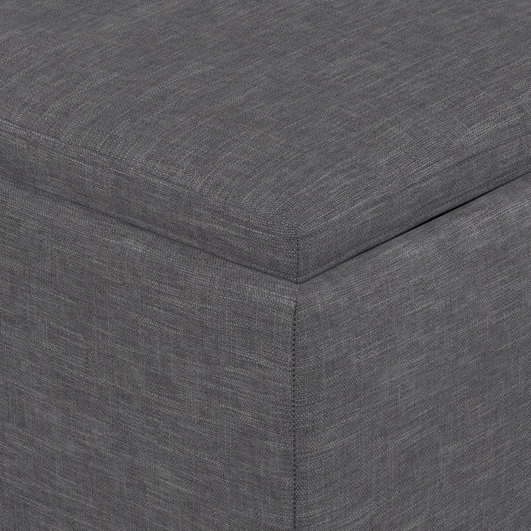 Slate Grey Linen Style Fabric| Natasha Storage Ottoman with Tray in Linen