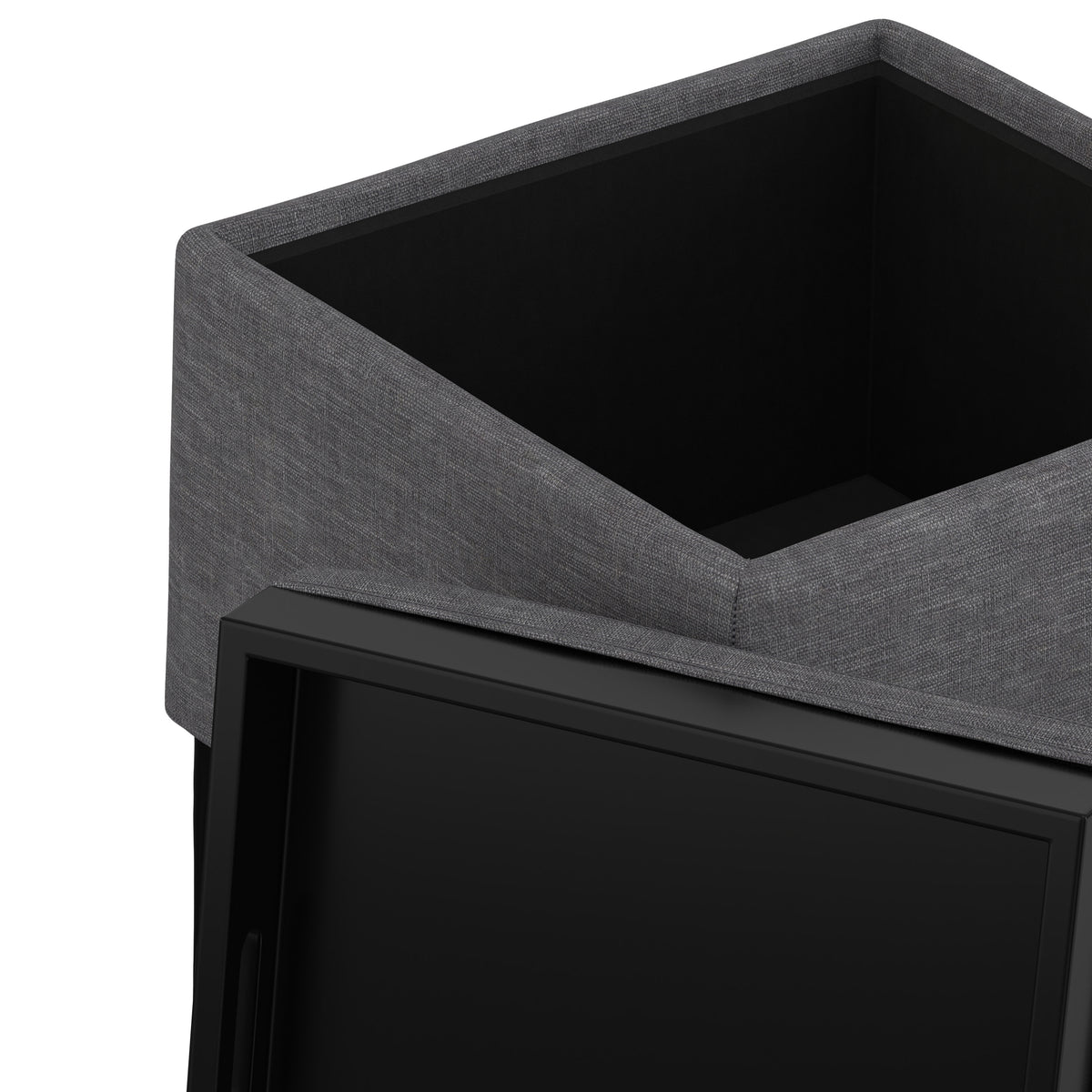 Slate Grey Linen Style Fabric| Natasha Storage Ottoman with Tray in Linen