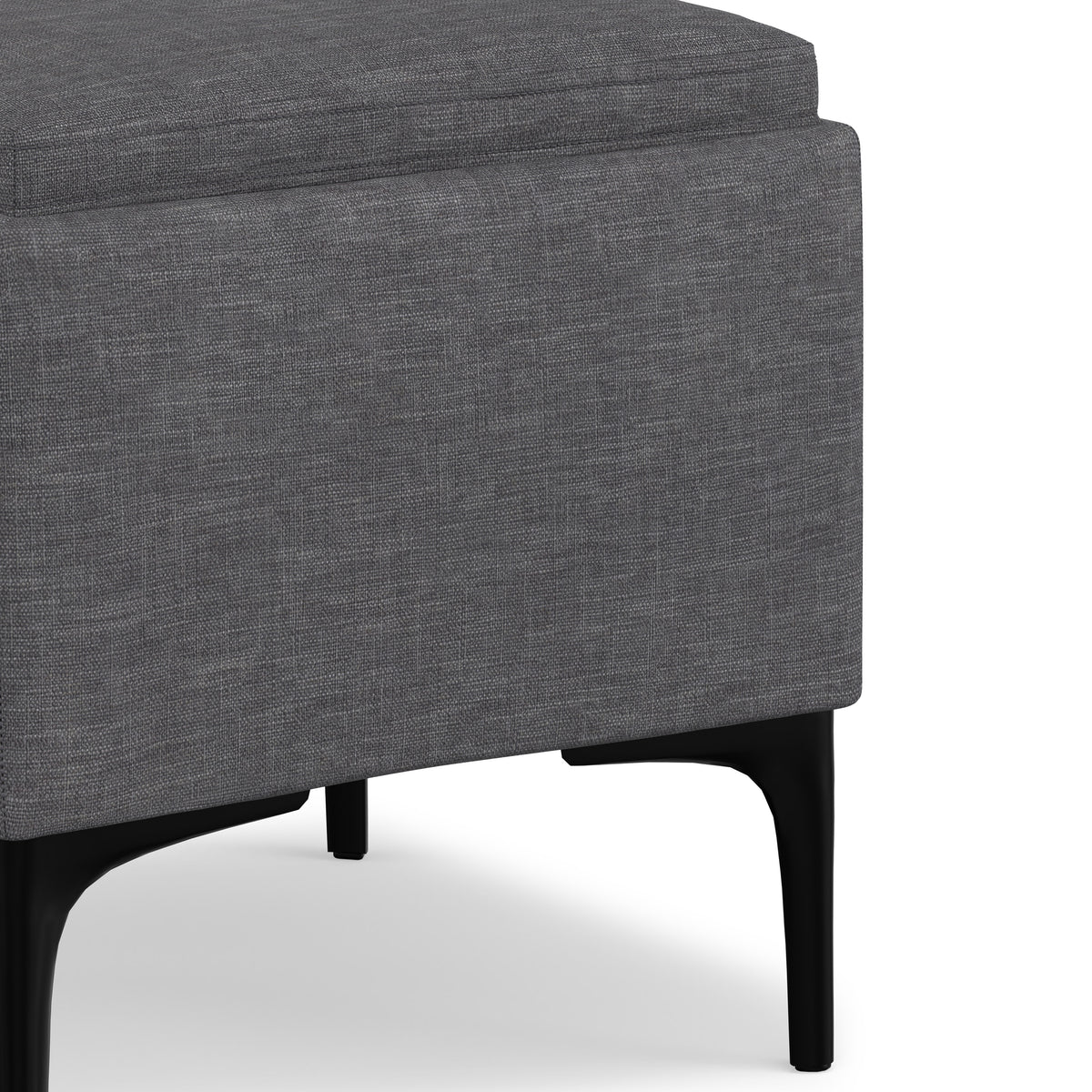 Slate Grey Linen Style Fabric| Natasha Storage Ottoman with Tray in Linen
