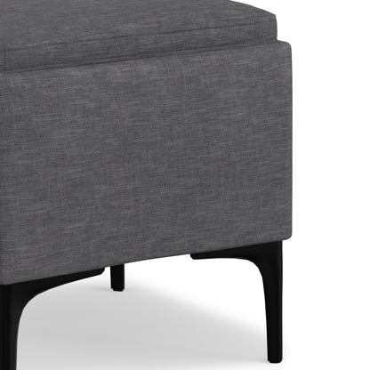 Slate Grey Linen Style Fabric| Natasha Storage Ottoman with Tray in Linen