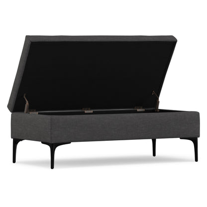 Slate Grey Linen Style Fabric | Rebecca Large Coffee Table Storage Ottoman with Lift up Lid in Linen