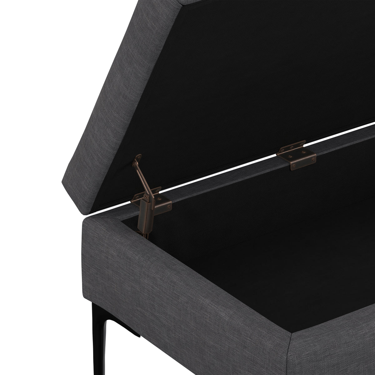 Slate Grey Linen Style Fabric | Rebecca Rectangular Coffee Table Storage Ottoman with Lift Up Lid in Linen Style Fabric