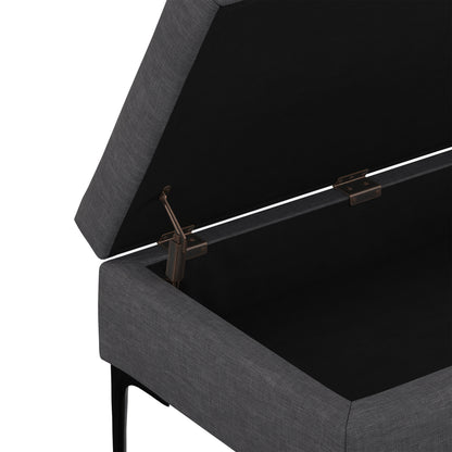 Slate Grey Linen Style Fabric | Rebecca Rectangular Coffee Table Storage Ottoman with Lift Up Lid in Linen Style Fabric