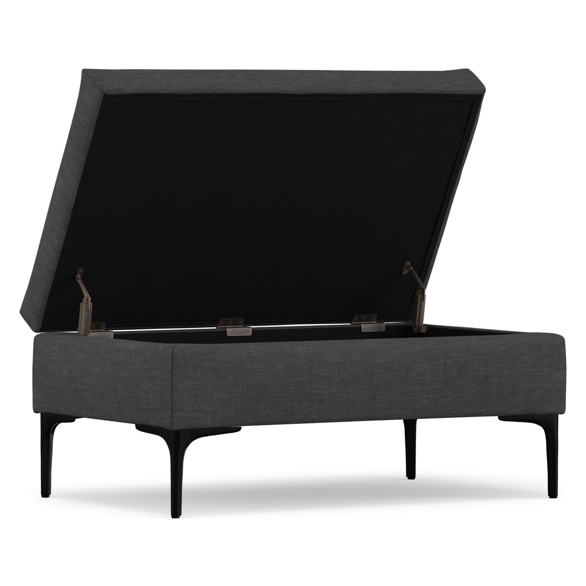 Slate Grey Linen Style Fabric | Rebecca Rectangular Coffee Table Storage Ottoman with Lift Up Lid in Linen Style Fabric