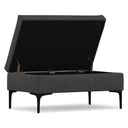 Slate Grey Linen Style Fabric | Rebecca Rectangular Coffee Table Storage Ottoman with Lift Up Lid in Linen Style Fabric