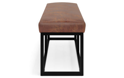 Distressed Saddle Brown Distressed Vegan Leather | Reynolds Ottoman Bench