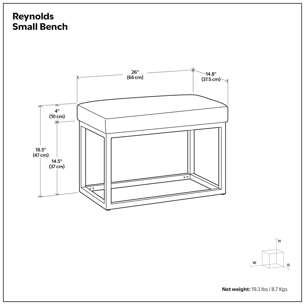 Distressed Saddle Brown | Reynolds Small Bench