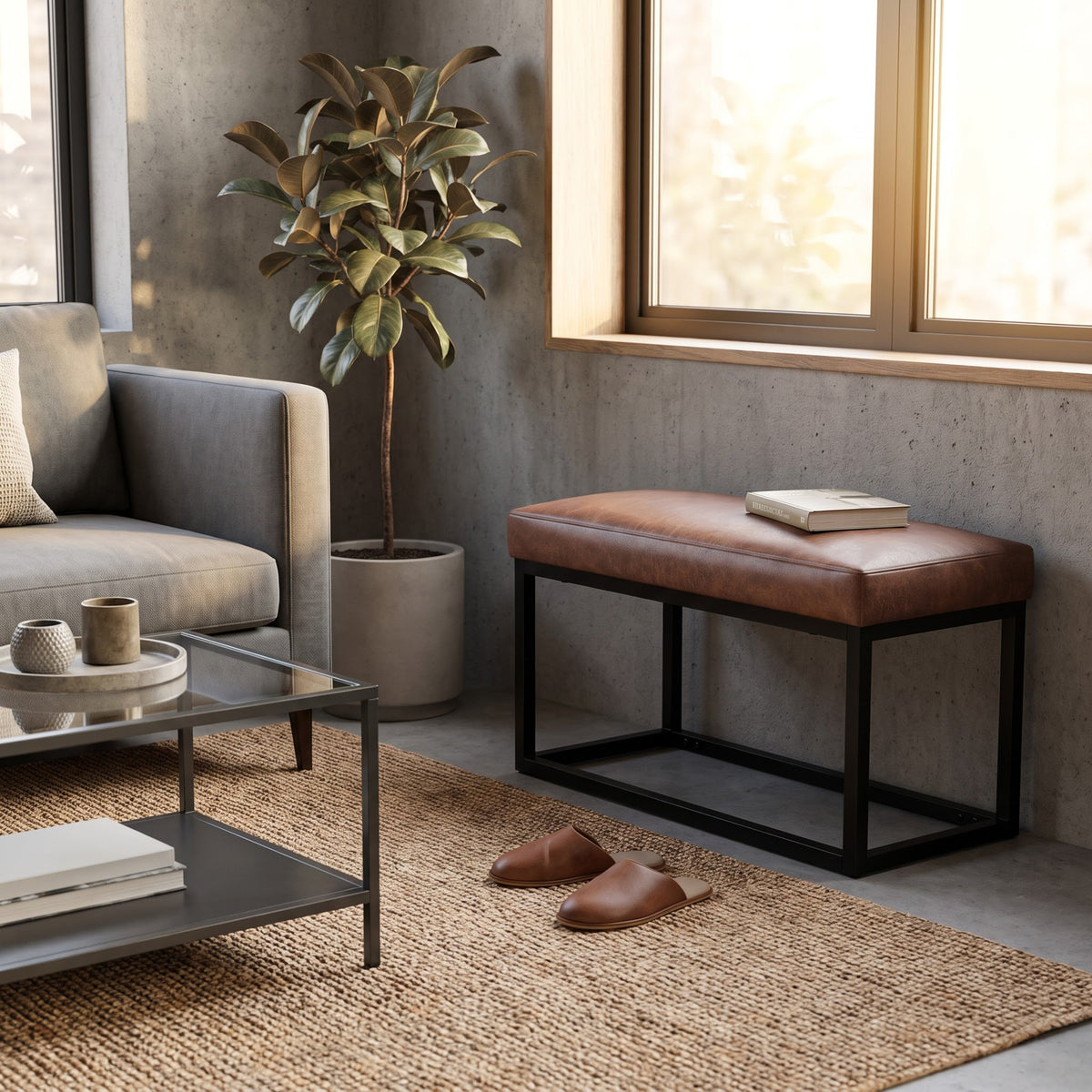 Distressed Saddle Brown | Reynolds Small Bench