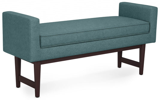 Smoky Teal Linen Style Polyester | Scott Ottoman Bench