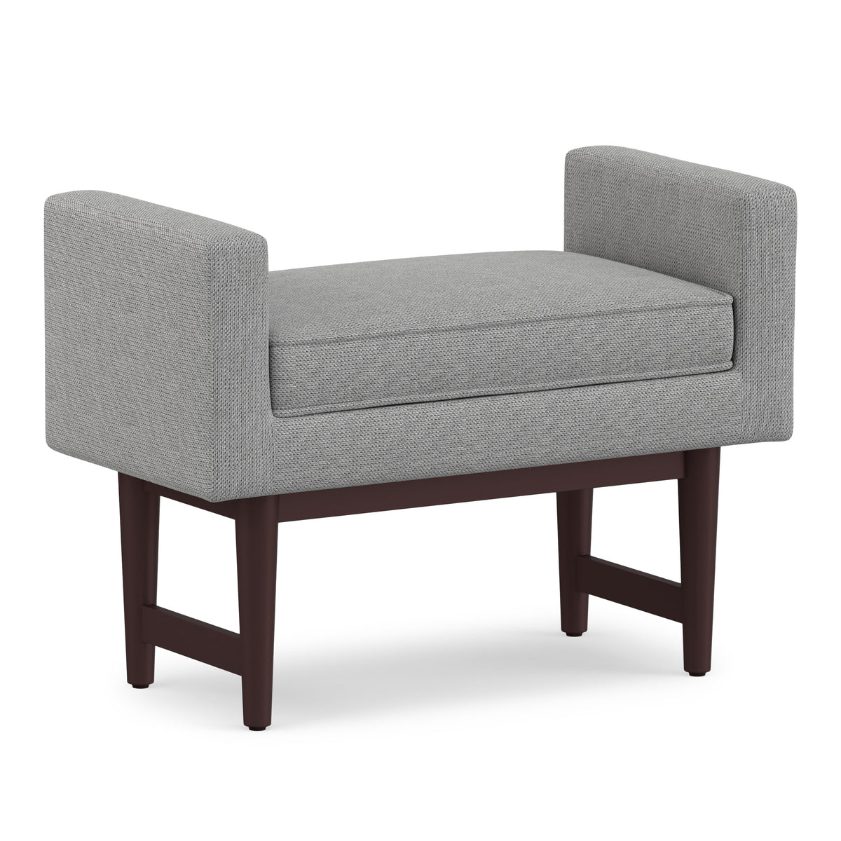 Pewter Grey Linen Style Polyester | Scott Small Ottoman Bench