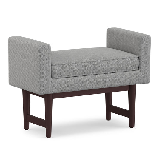 Pewter Grey Linen Style Polyester | Scott Small Ottoman Bench