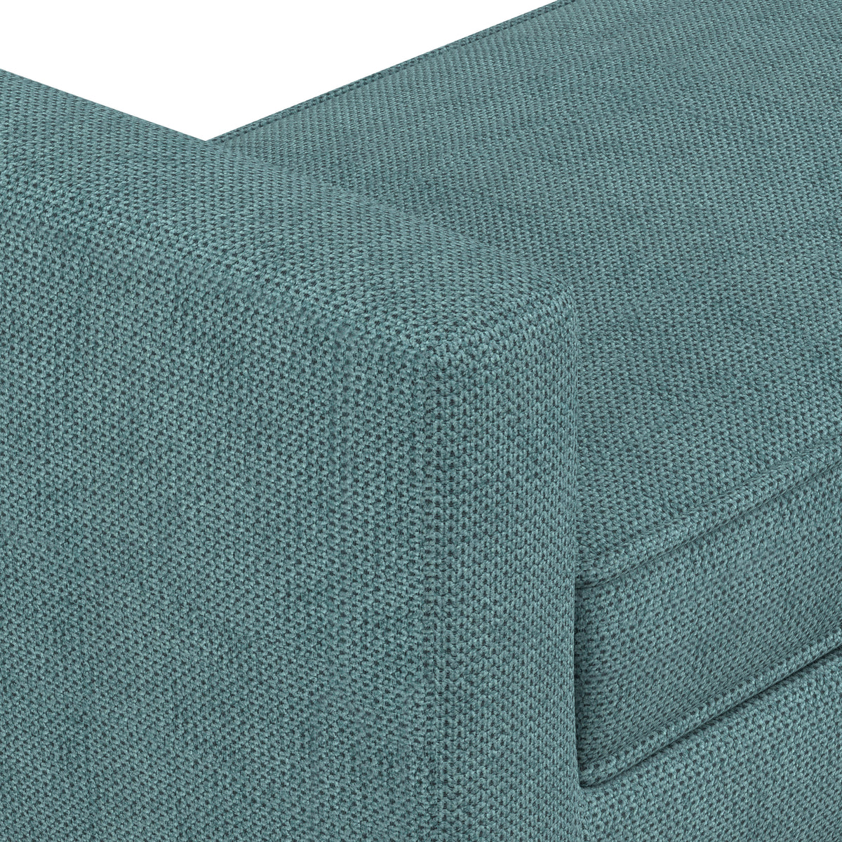 Smoky Teal Linen Style Polyester | Scott Small Ottoman Bench