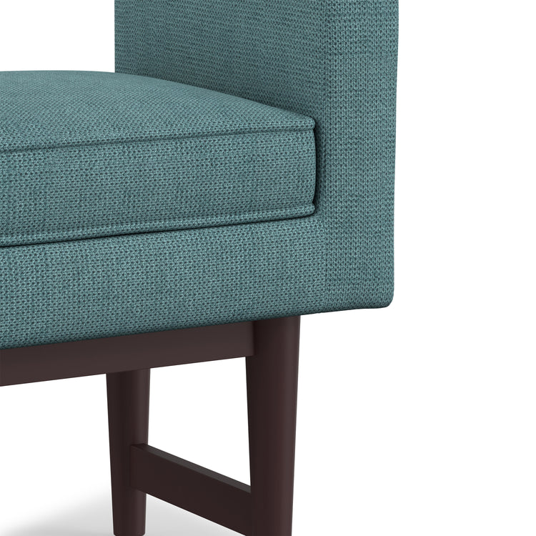 Smoky Teal Linen Style Polyester | Scott Small Ottoman Bench