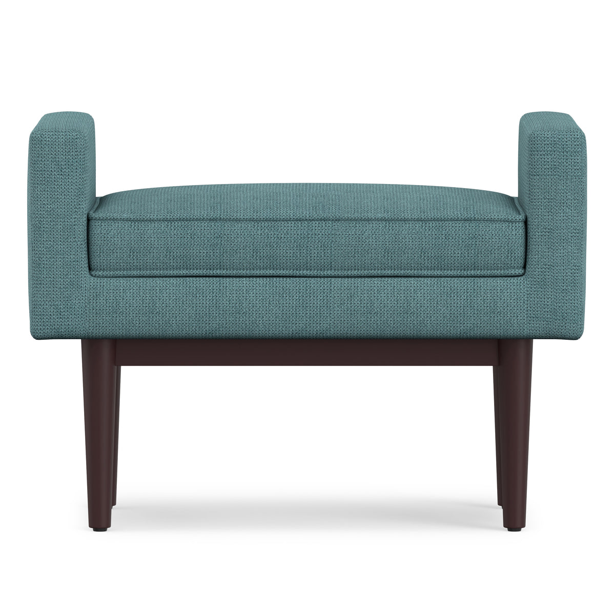 Smoky Teal Linen Style Polyester | Scott Small Ottoman Bench