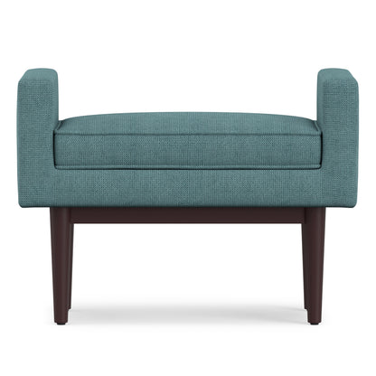 Smoky Teal Linen Style Polyester | Scott Small Ottoman Bench