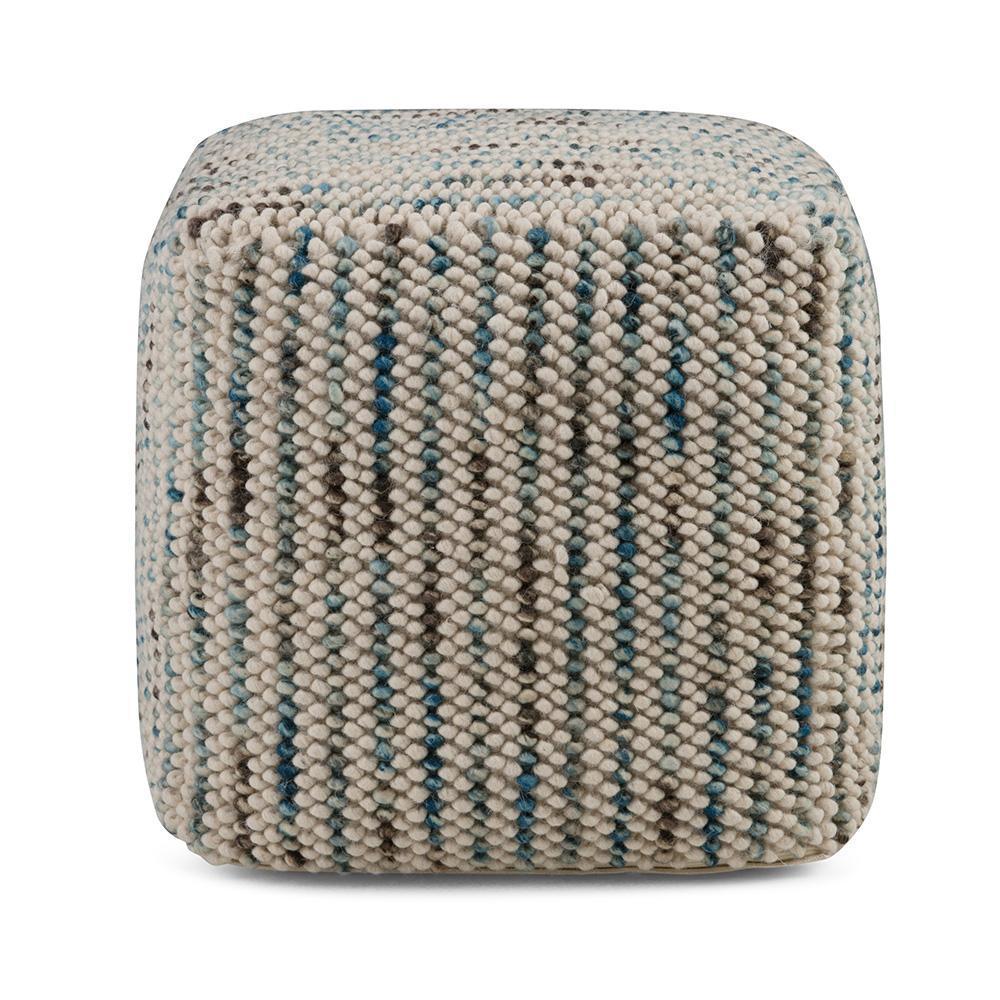 Multi Beige | Zoey Woven Cube Pouf