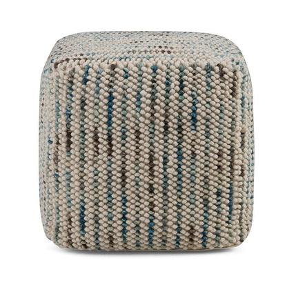 Multi Beige | Zoey Woven Cube Pouf