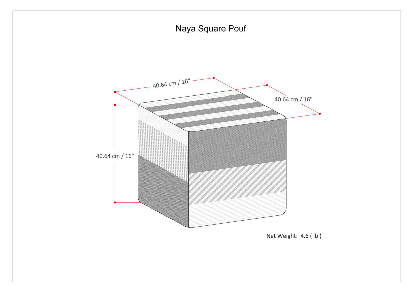 Blue/Grey | Naya Patterned Cube Pouf