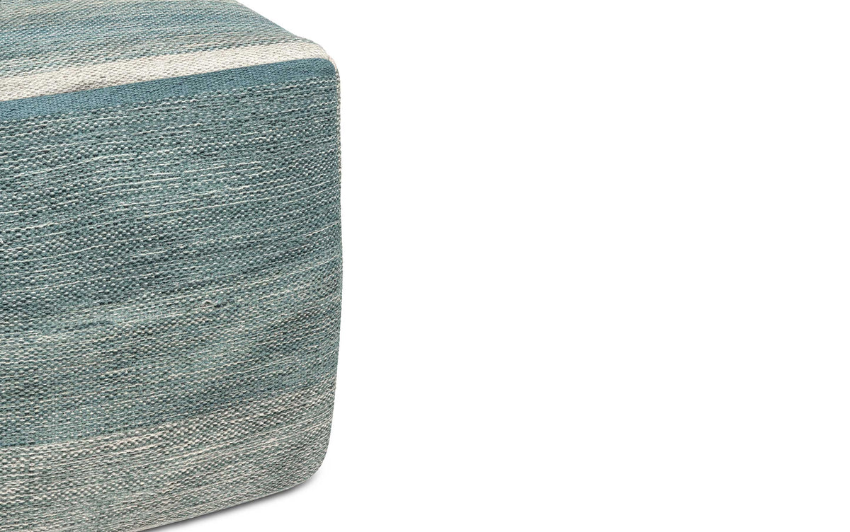 Blue/Grey | Naya Patterned Cube Pouf
