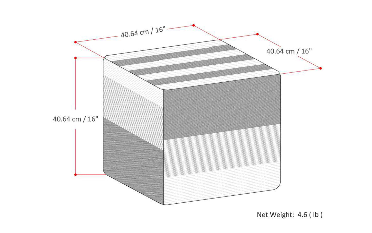 Black/Grey | Naya Patterned Cube Pouf
