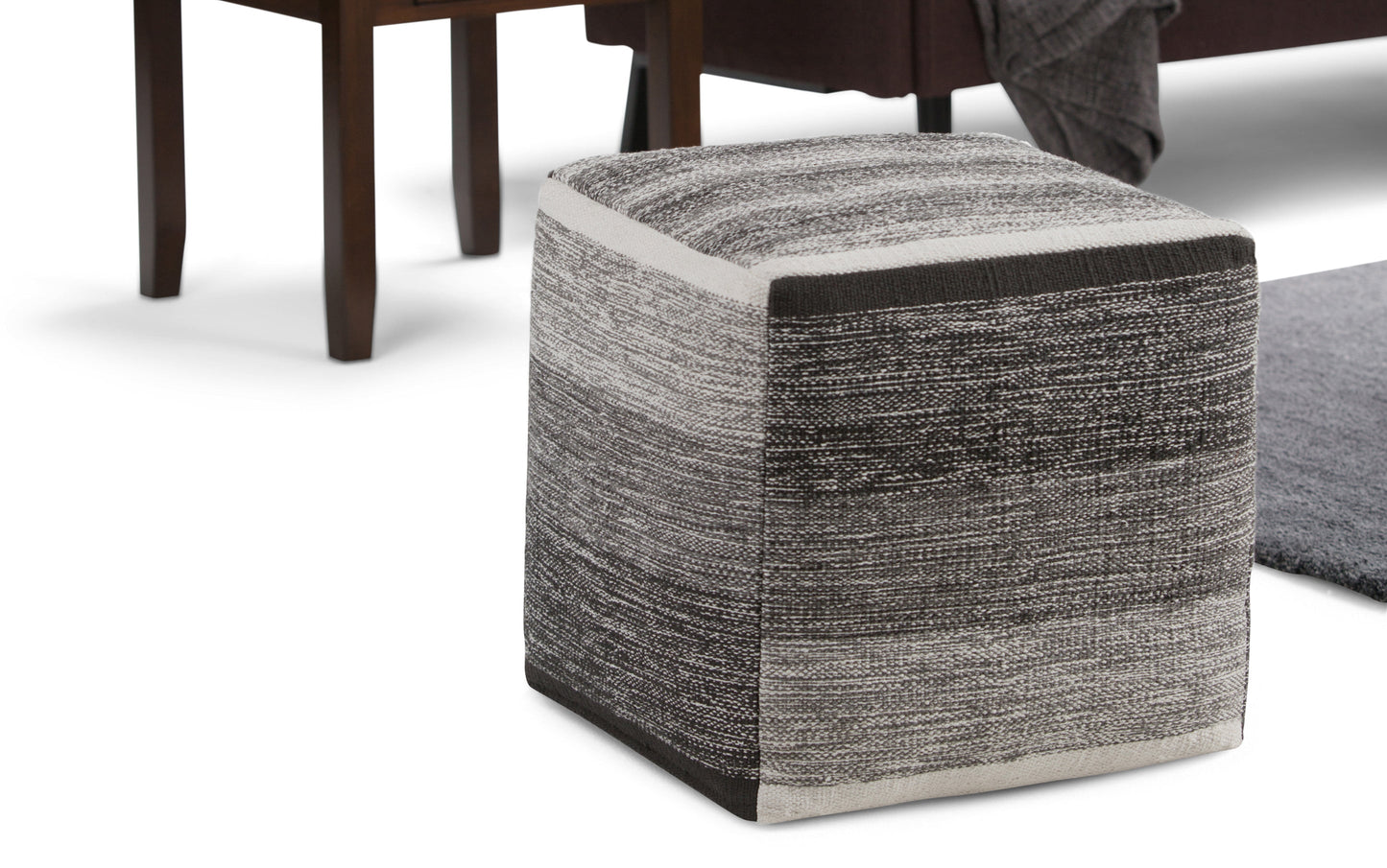 Black/Grey | Naya Patterned Cube Pouf