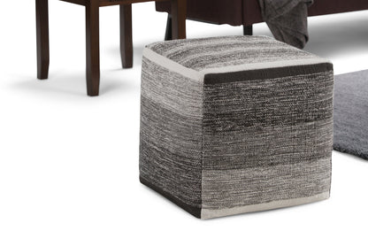Black/Grey | Naya Patterned Cube Pouf