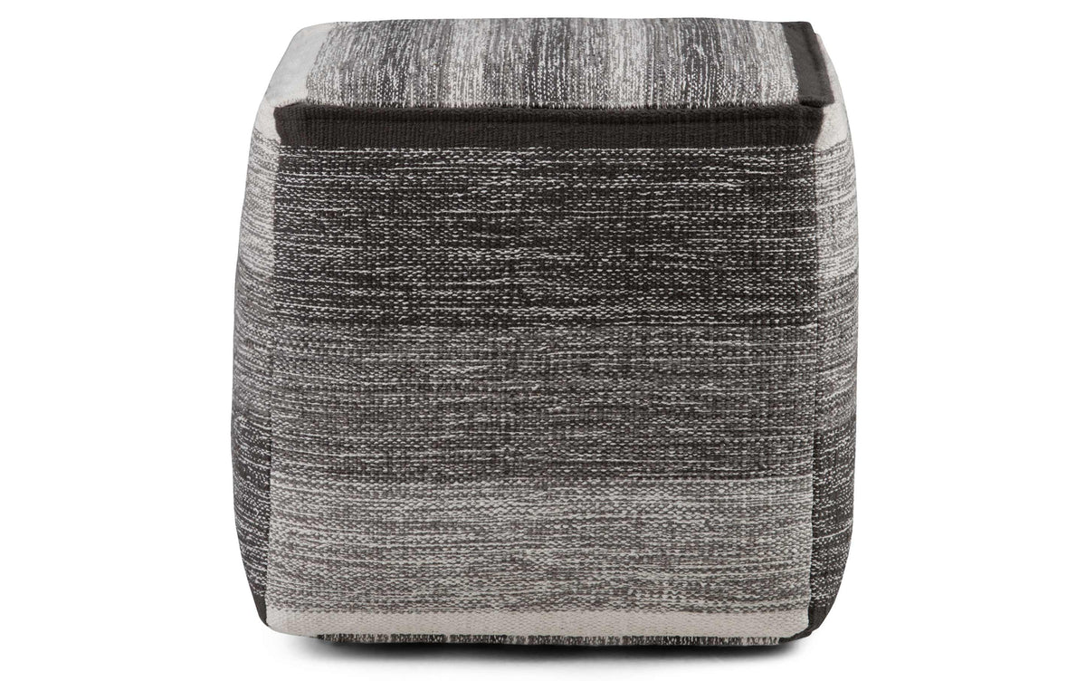 Black/Grey | Naya Patterned Cube Pouf
