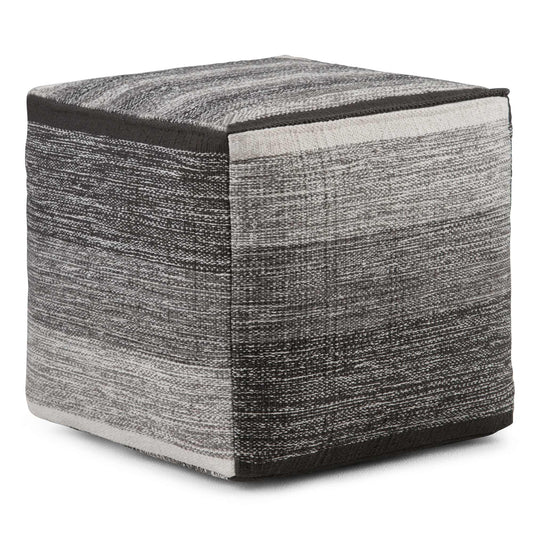 Black/Grey | Naya Patterned Cube Pouf