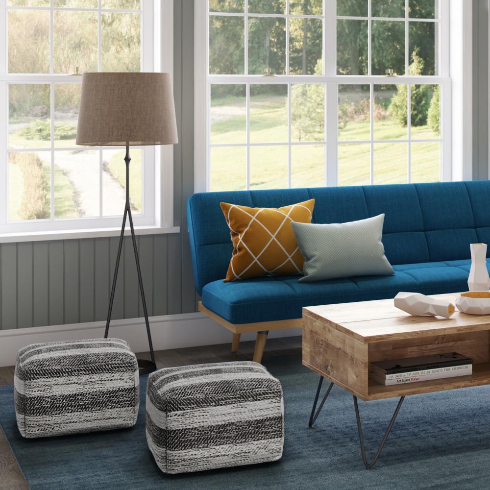 Grey/Natural | Clay Square Pouf