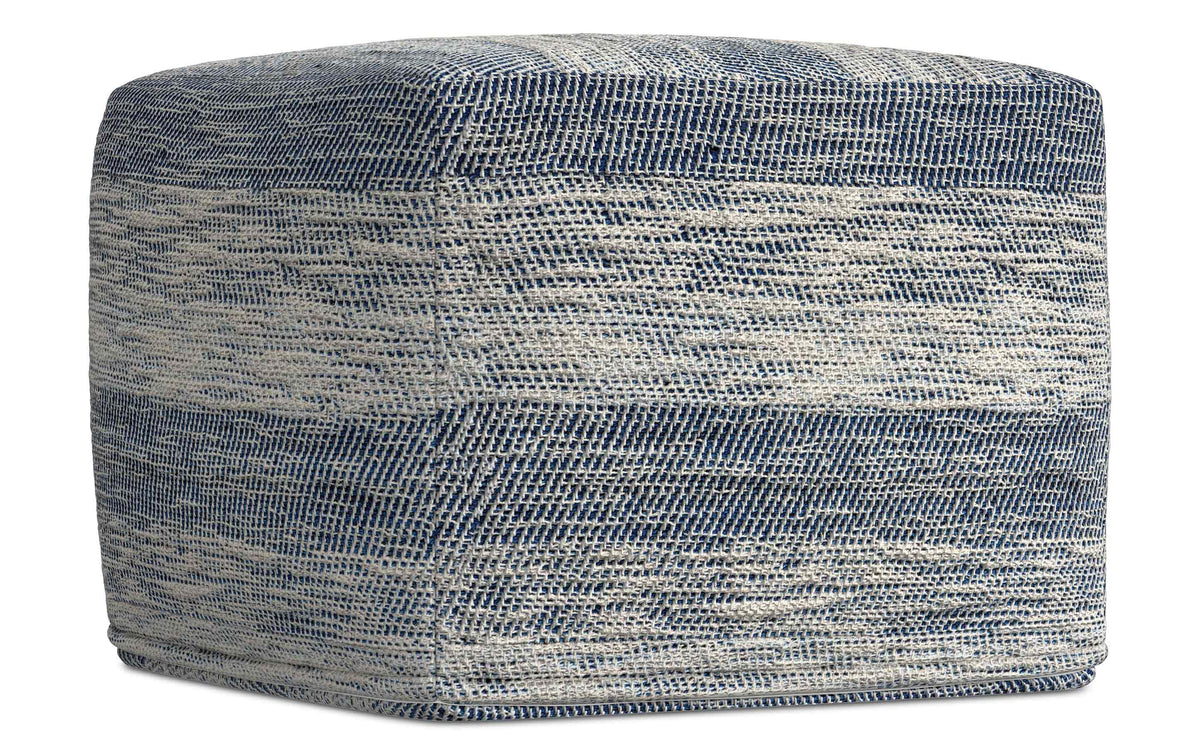 Blue/Natural | Clay Square Pouf