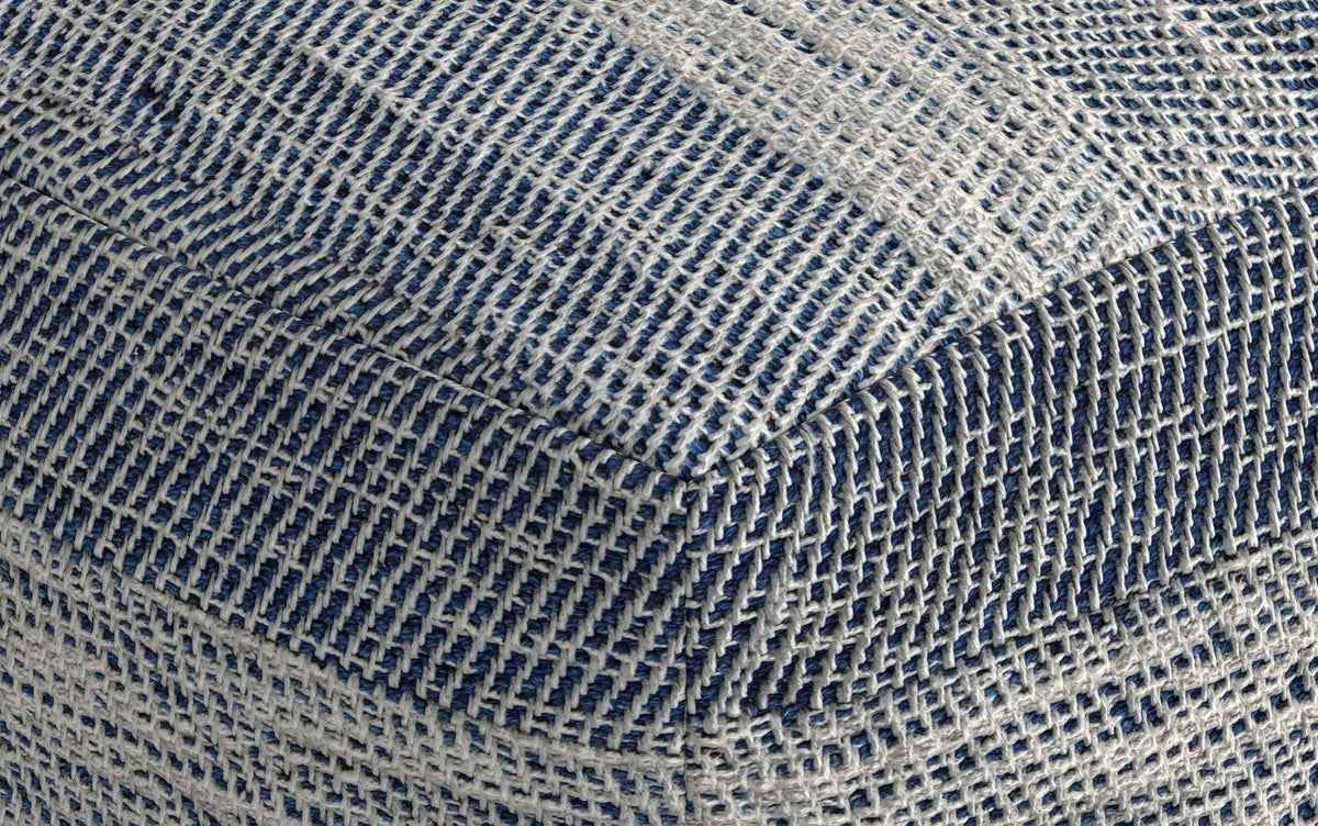 Blue/Natural | Clay Square Pouf