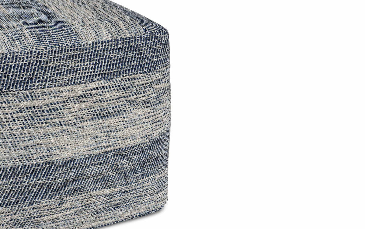 Blue/Natural | Clay Square Pouf