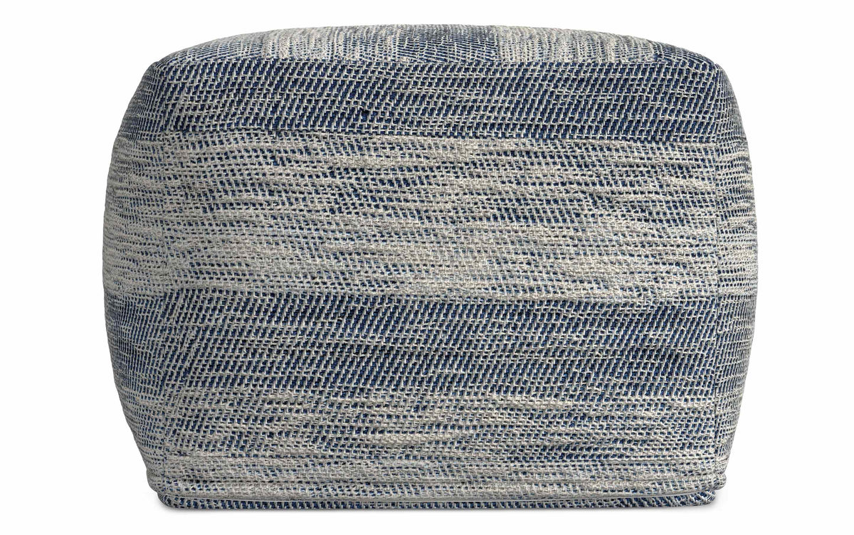 Blue/Natural | Clay Square Pouf