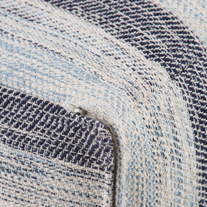 Dark Blue/Natural | Clay Patterned Square Pouf