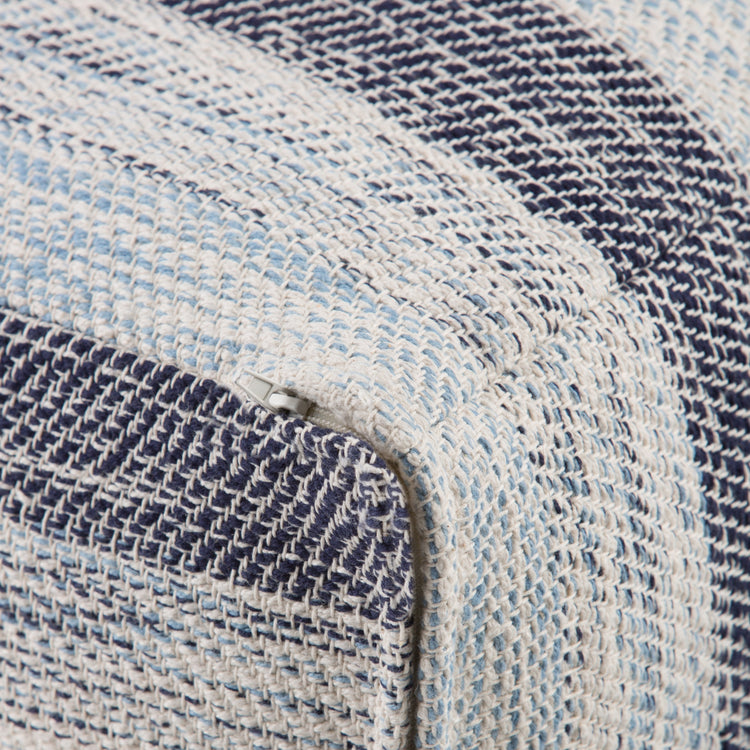 Dark Blue/Natural | Clay Patterned Square Pouf