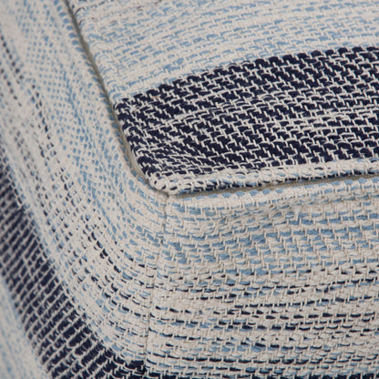 Dark Blue/Natural | Clay Patterned Square Pouf