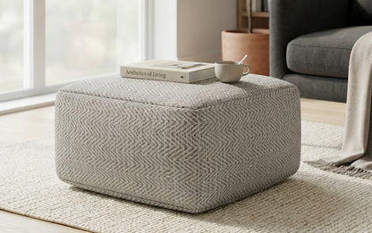 Grey | Nate Patterned Square Pouf