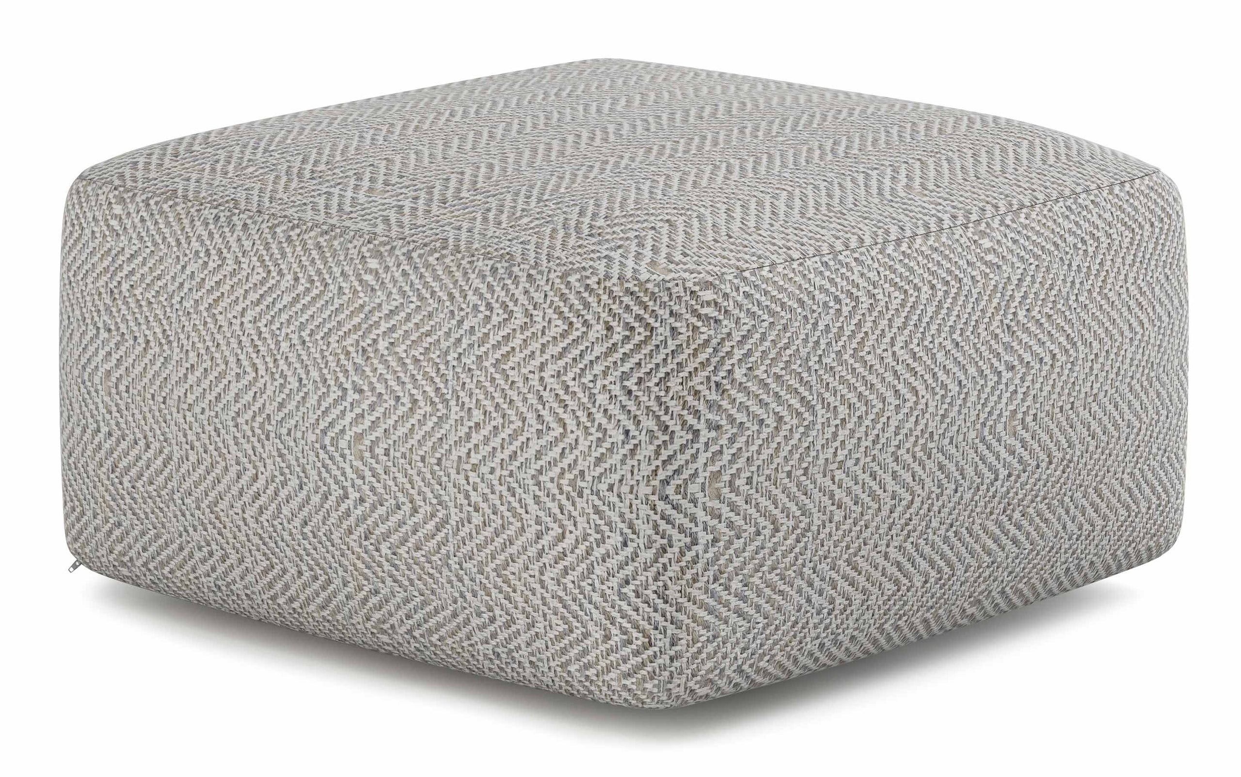 Grey | Nate Patterned Square Pouf