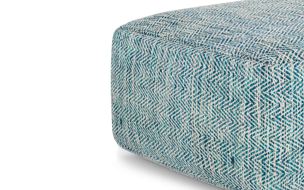 Light Teal | Nate Patterned Square Pouf