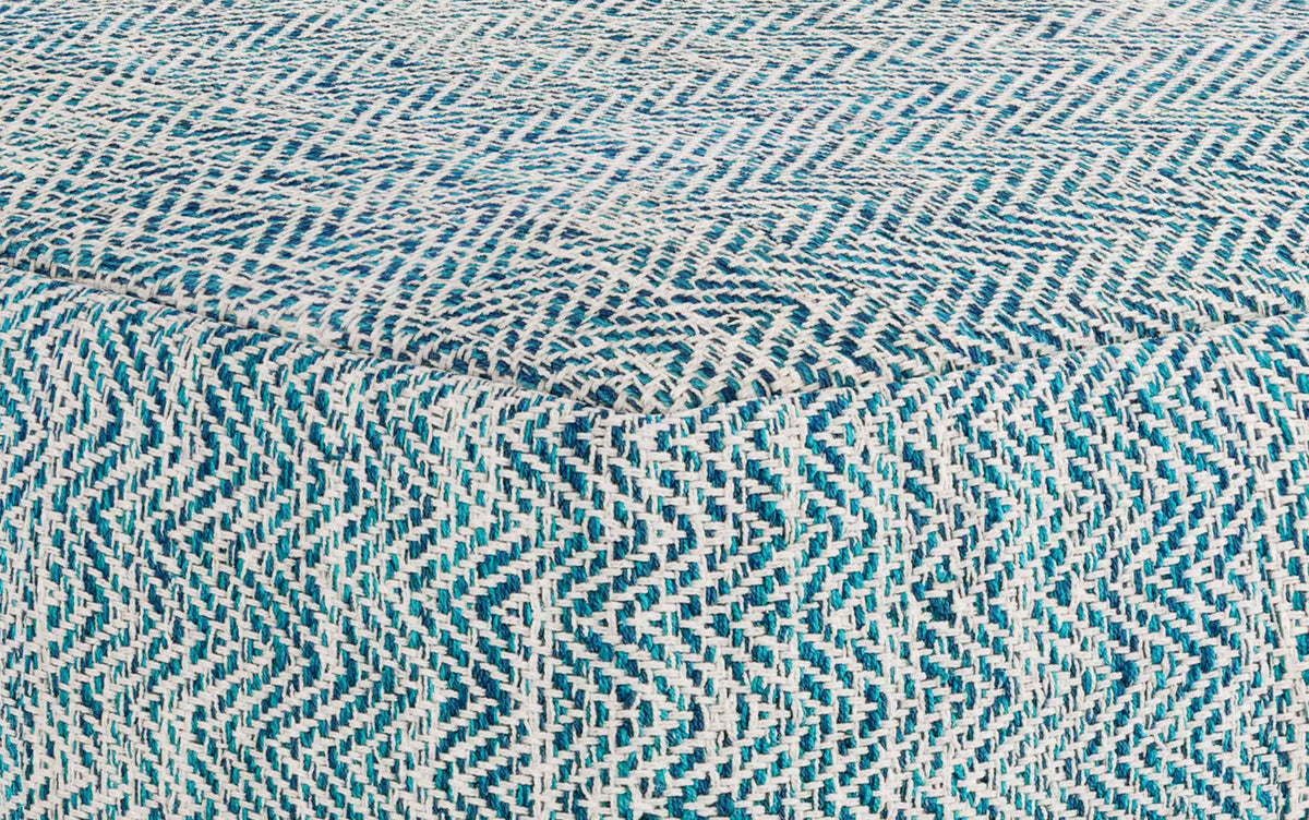 Light Teal | Nate Patterned Square Pouf