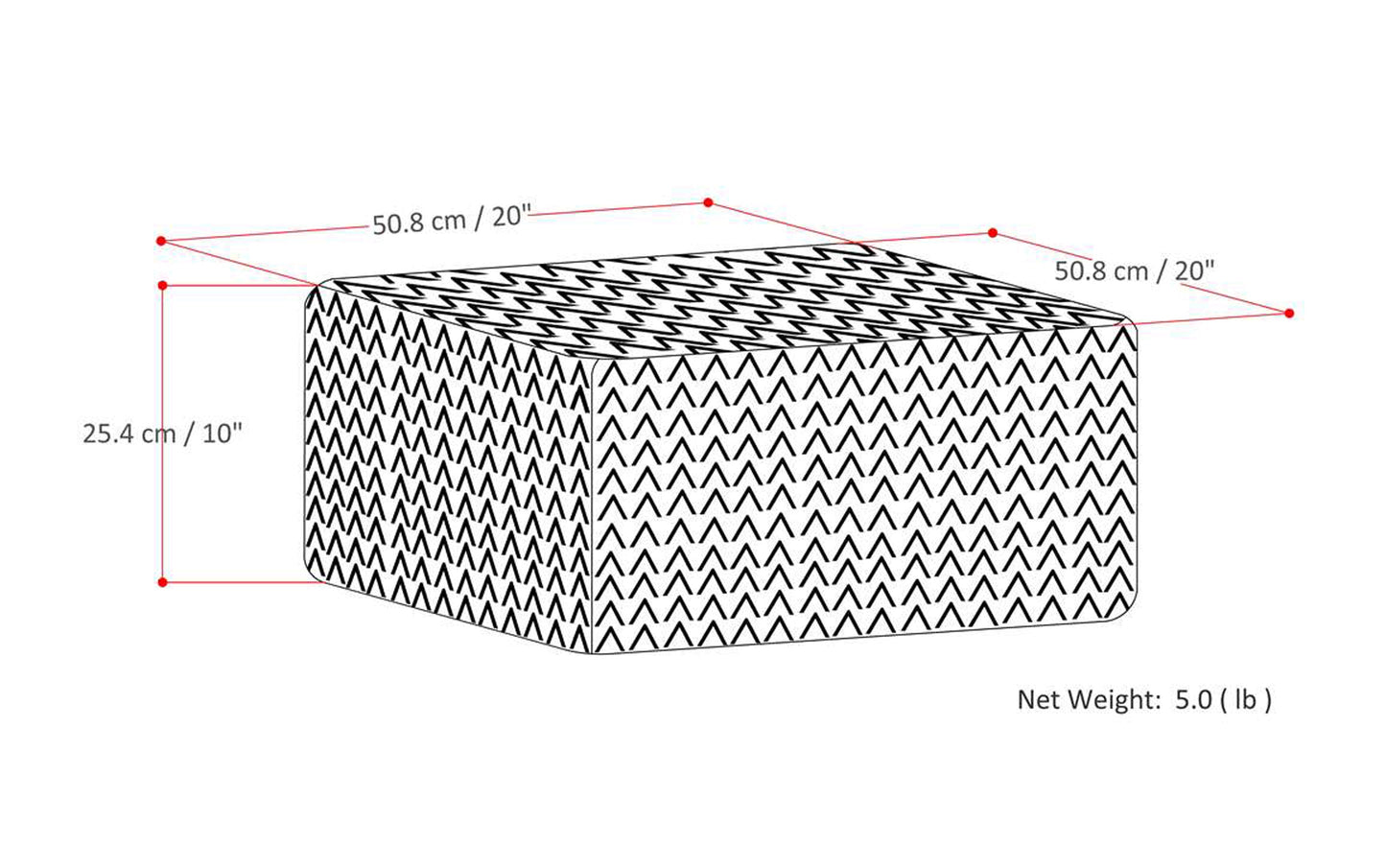 Blue | Nate Patterned Square Pouf