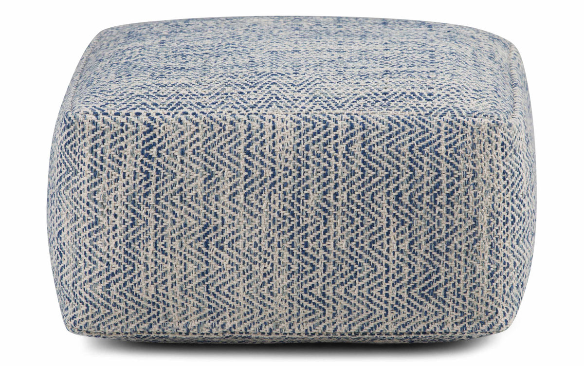 Blue | Nate Patterned Square Pouf