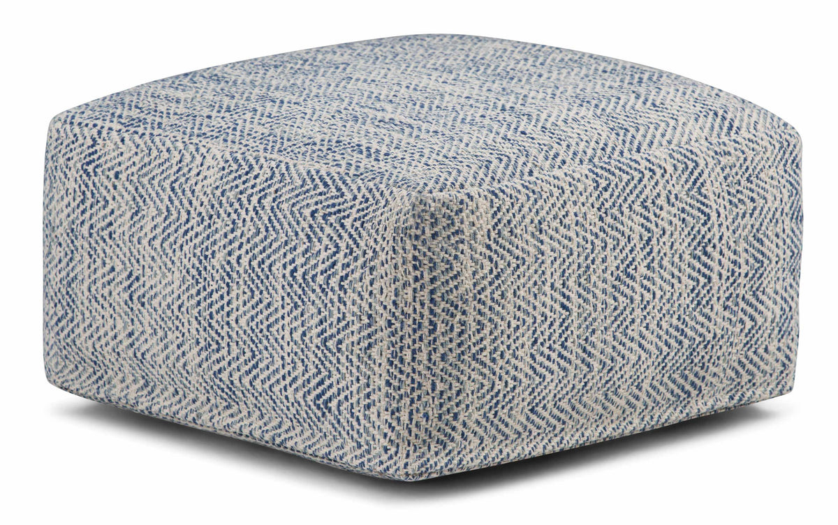 Blue | Nate Patterned Square Pouf