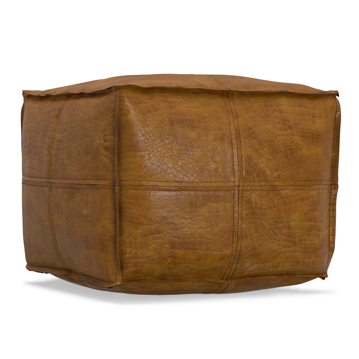Tan Genuine Leather | Brody Square Pouf in Genuine Leather