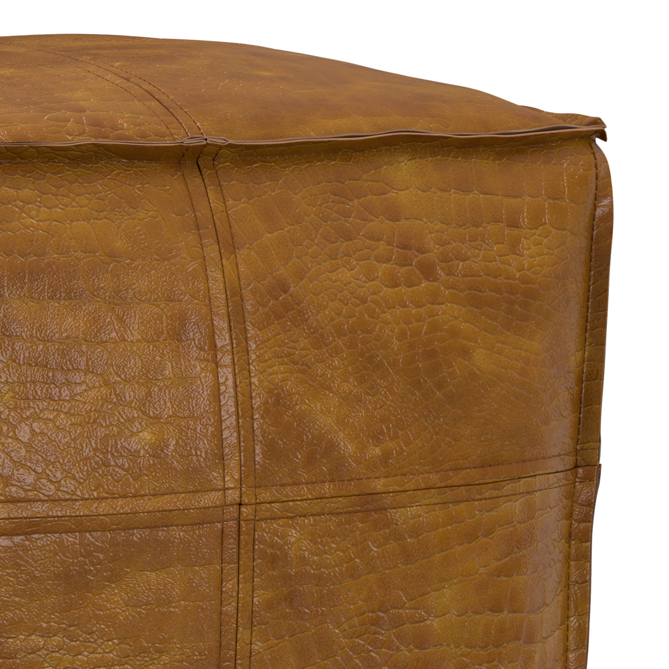 Tan Genuine Leather | Brody Square Pouf in Genuine Leather