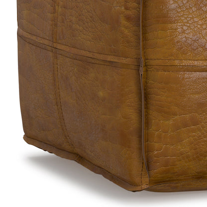 Tan Genuine Leather | Brody Square Pouf in Genuine Leather