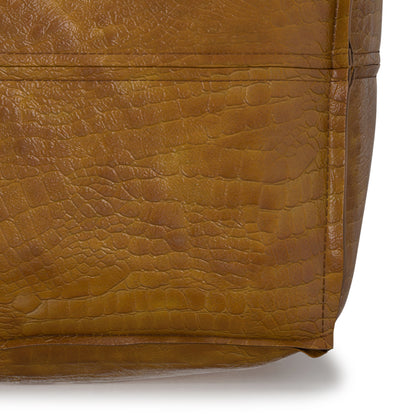 Tan Genuine Leather | Brody Square Pouf in Genuine Leather
