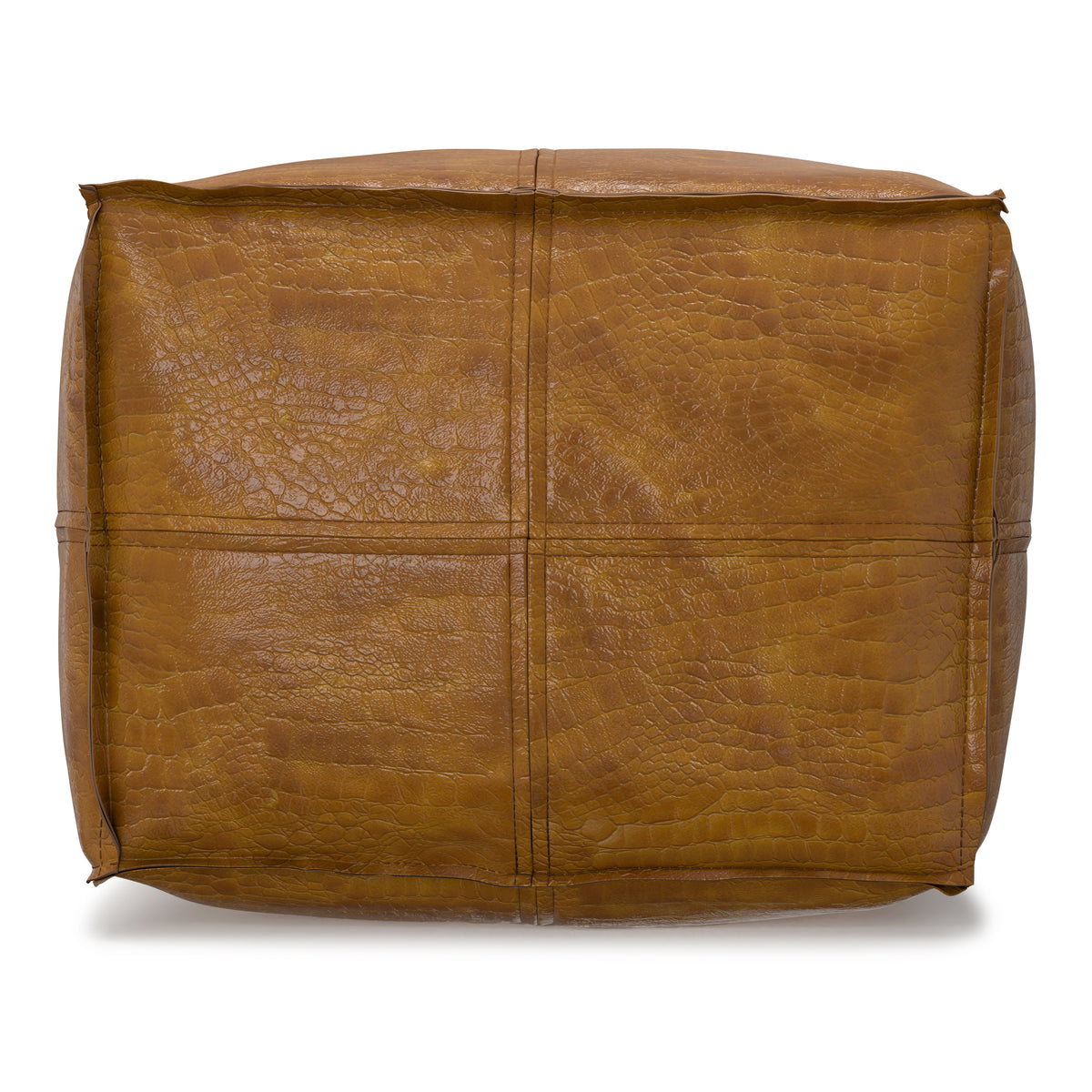 Tan Genuine Leather | Brody Square Pouf in Genuine Leather